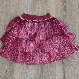 Lola + The Boys Sparkling Fuchsia Fringe Skirt